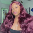 Load and play video in Gallery viewer, 6x5 Wear Go Loose Body Wave Wig Dark Burgundy Plum Colored Lace Closure Wigs Human Hair