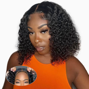 210% Density 6x6 Lace Closure Wigs Short Curly Human Hair Bob Wigs Wear Go Wigs