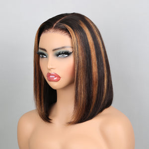 Superlook 1B P30 Colored Bob Wig Ombre Brown 6X5 Lace Glueless Wear Go Bob Wigs