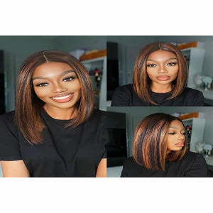 Superlook 1B P30 Colored Bob Wig Ombre Brown 6X5 Lace Glueless Wear Go Bob Wigs