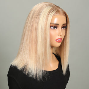 Superlook 12inch Glueless Wear Go Wigs P10/613 Straight Pre-Cut HD Lace Wig Bob Style