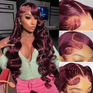 6x5 Wear Go Loose Body Wave Wig  Dark Burgundy Plum Colored Lace Closure Wigs Human Hair