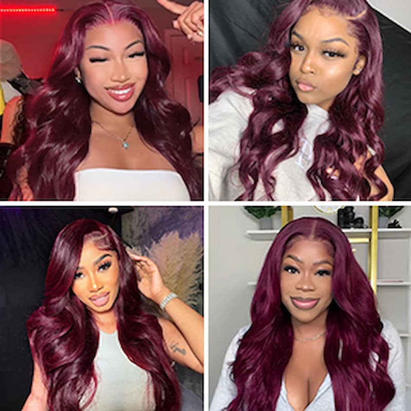 6x5 Wear Go Loose Body Wave Wig  Dark Burgundy Plum Colored Lace Closure Wigs Human Hair