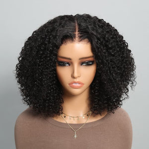 210% Density 6x6 Lace Closure Wigs Short Curly Human Hair Bob Wigs Wear Go Wigs