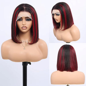 1B 99j Short Straight Short Bob 12inch 13x4 Blunt Cut Bob Lace Front Wigs Human Hair