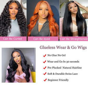 Body Wave Wear and Go Glueless Wigs Human Hair Pre Plucked Pre Cut 13x4 Hd Lace Frontal  Wigs