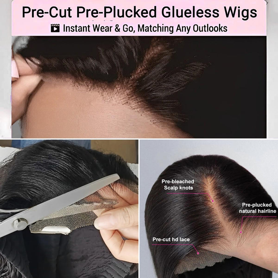 30inch Straight Guleless Wear Go Wig 6X5 Transparent Lace Frontal Human Hair Wigs
