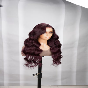 6x5 Wear Go Loose Body Wave Wig  Dark Burgundy Plum Colored Lace Closure Wigs Human Hair